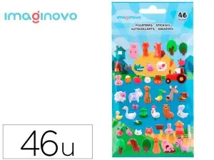 AUTOCOLLANTS IMAGINOVO CUTE ANIMAUX FERME EN RELIEF 190X105 MM SOUS BLISTER