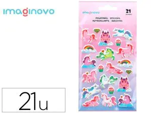 AUTOCOLLANTS IMAGINOVO LICORNES MAGIC DREAMS EN      RELIEF 190X105 MM SOUS        BLISTER