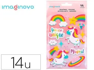 AUTOCOLLANTS IMAGINOVO LICORNES MAGIC DREAMS EN      RELIEF 210X130 MM SOUS        BLISTER