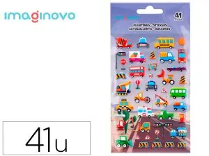 AUTOCOLLANTS IMAGINOVO KIDS VOITURES EN RELIF 190X105 MM  SOUS BLISTER