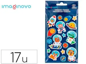 AUTOCOLLANTS IMAGINOVO LUMINEUX ASTRONAUTES EN RELIF 250X145 MM SOUS BLISTER