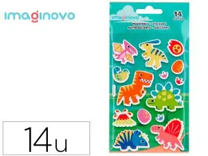 AUTOCOLLANTS IMAGINOVO LUMINEUX DINOSAURES EN RELIF  190X105 MM SOUS BLISTER