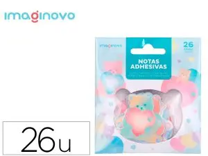 AUTOCOLLANTS IMAGINOVO NOTES ADHESIVES PAPIER FORME OURS   ET COEUR 110X105 MM SOUS      BLISTER