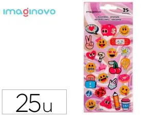 AUTOCOLANTS IMAGINOVO DESIGNS ASSORTIS SMILEY BRILLANTS 214X100 MM SOUS BLISTER