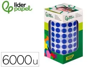 PASTILLE ADHESIVE LIDERPAPEL DIAMETRE 10,5MM COLORIS BLEU  ROULEAU 6000 UNITES BOITE     CARTON