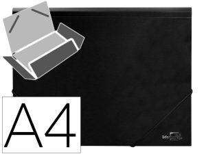 CHEMISE LIDERPAPEL POLYPROPYLÈNE DOS FLEXIBLE A4 210X297MM 4/10E 3 RABATS ÉLASTIQUE 100F COLORIS NOIR OPAQUE