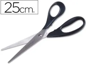 CISEAUX BUREAU Q-CONNECT ÉCONOMIQUE DROITIER LAMES INOX 250MM BRANCHES GAINÉES ABS BOUTS POINTUS COLORIS NOIR