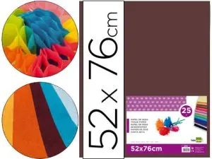 PAPIER DE SOIE LIDERPAPEL 52X76CM 18G/M2 UNICOLORE MARRON SACHET 25F