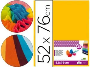 PAPIER DE SOIE LIDERPAPEL 52X76CM 18G/M2 UNICOLORE ORANGE SACHET 25F