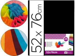 PAPIER DE SOIE LIDERPAPEL 52X76CM 18G/M2 UNICOLORE NOIR SACHET 25F
