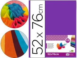 PAPIER DE SOIE LIDERPAPEL 52X76CM 18G/M2 UNICOLORE VIOLET SACHET 25F