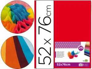 PAPIER DE SOIE LIDERPAPEL 52X76CM 18G/M2 UNICOLORE ROUGE SACHET 25F