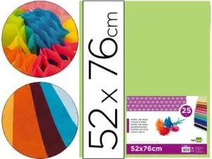PAPIER DE SOIE LIDERPAPEL 52X76CM 18G/M2 UNICOLORE VERT MOYEN SACHET 25F
