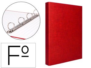 CLASSEUR LIDERPAPEL 4 ANNEAUX RONDS 25MM A4+ CARTON REMBORDÉ PAPER COAT COLORIS ROUGE