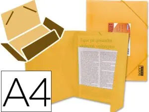 CHEMISE LIDERPAPEL POLYPROPYLÈNE DOS FLEXIBLE A4 210X297MM 4/10E 3 RABATS 100F ÉLASTIQUE TRANSLUCIDE ORANGE