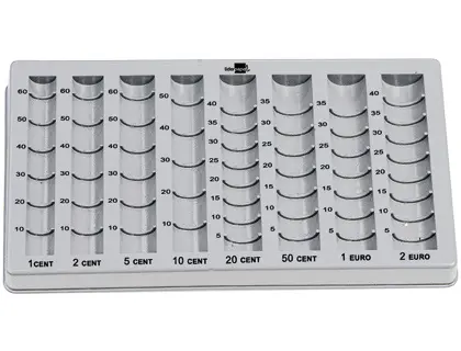 CASIER MONNAYEUR LIDERPAPEL PLASTIQUE GRANDE RÉSISTANCE 8 COLONNES HAUTEUR 24/35MM 155X280MM 200G