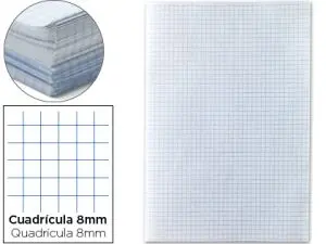 PAPIER ÉCRITURE LIDERPAPEL 31X42.8CM OUVERT COPIE DOUBLE 60G/M2 QUADRILLAGE 8MM COLORIS BLANC PAQUET 250F