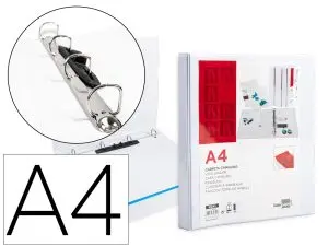 CLASSEUR KANGOUROU LIDERPAPEL 4 ANNEAUX 16MM 283X320MM DOCUMENT A4 PLASTIQUE DOS 28MM COLORIS BLANC