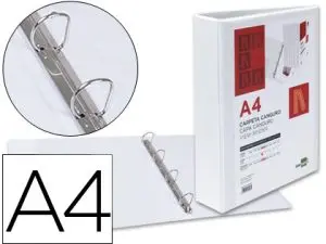 CLASSEUR KANGOUROU LIDERPAPEL 4 ANNEAUX 55MM 283X320MM DOCUMENT A4 PLASTIQUE DOS 78MM COLORIS BLANC