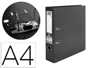 CLASSEUR LEVIER LIDERPAPEL A4 DOCUMENTA CARTON REMBORDÉ 1,9MM DOS 75MM RADO MÉTALLIQUE COLORIS NOIR