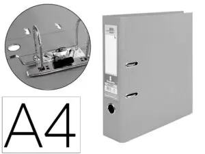 CLASSEUR LEVIER LIDERPAPEL A4 DOCUMENTA CARTON REMBORDÉ 1,9MM DOS 75MM RADO MÉTALLIQUE COLORIS GRIS