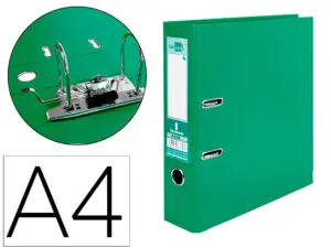 CLASSEUR LEVIER LIDERPAPEL A4 DOCUMENTA CARTON REMBORDÉ 1,9MM DOS 75MM RADO MÉTALLIQUE COLORIS VERT