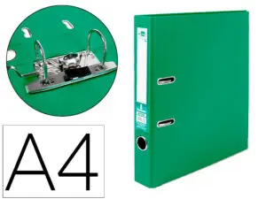 CLASSEUR LEVIER LIDERPAPEL A4 DOCUMENTA CARTON REMBORDÉ 1,9MM DOS 52MM RADO MÉTALLIQUE COLORIS VERT