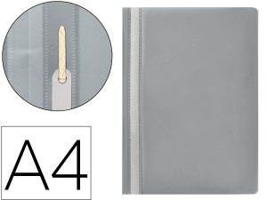 CHEMISE PRÉSENTATION Q-CONNECT À LAMELLES POLYPROPYLÈNE 18/100E DOCUMENT PERFORÉ A4 30F PORTE-ÉTIQUETTE COLORIS GRIS