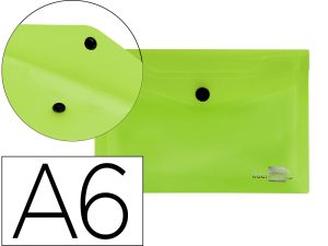 POCHETTE ENVELOPPE LIDERPAPEL POLYPROPYLÈNE 180 MICRONS A6 148X105MM 50F FERMETURE BOUTON TRANSPARENT VERT