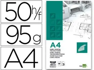 BLOC DESSIN LIDERPAPEL PAPIER CALQUE HAUTE TRANSPARENCE 95G/M2 A4 210X297MM 50F