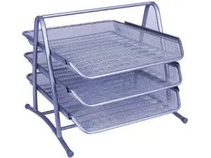 CORBEILLE À COURRIER Q-CONNECT MAILLE MÉTALLIQUE DOCUMENTS A4 350X278X275MM COLORIS GRIS SET 3 UNITÉS