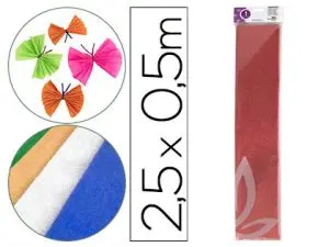 PAPIER CRÉPON LIDERPAPEL 34G/M2 50CMX2.5M UNICOLORE ROUGE MÉTALLISÉ