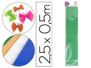 PAPIER CRÉPON LIDERPAPEL 34G/M2 50CMX2.5M UNICOLORE VERT MÉTALLISÉ