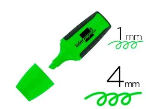 SURLIGNEUR LIDERPAPEL FLUORESCENT MINI TRACÉ 1/4MM POINTE BISEAUTÉE GRIP CAOUTCHOUC COLORIS VERT
