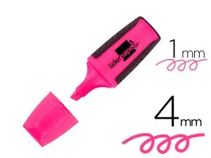 SURLIGNEUR LIDERPAPEL FLUORESCENT MINI TRACÉ 1/4MM POINTE BISEAUTÉE GRIP CAOUTCHOUC COLORIS ROSE