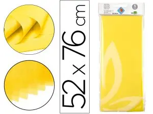 PAPIER DE SOIE LIDERPAPEL 52X76CM 18G/M2 UNICOLORE JAUNE SACHET 5F