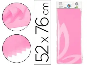 PAPIER DE SOIE LIDERPAPEL 52X76CM 18G/M2 UNICOLORE ROSE SACHET 5F