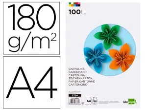 PAPIER CARTONNÉ LIDERPAPEL A4 180G/M2 10 COLORIS ASSORTIS PAQUET 100F