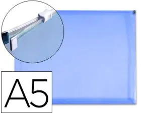 POCHETTE ENVELOPPE LIDERPAPEL POLYPROPYLÈNE 180 MICRONS A5 210X148MM FERMETURE ÉCLAIR A5 TRANSPARENT BLEU