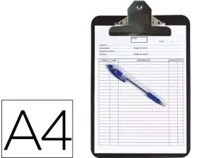 PORTE-BLOC Q-CONNECT POLYPROPYLÈNE ÉPAISSEUR 4MM A4 210X29  7MM PINCE MÉTALLIQUE COLORIS NOIR