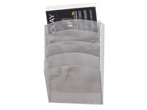 CORBEILLE MURALE Q-CONNECT 5 CASES A4 VERTICAL PRÉSENTOIR MÉTALLIQUE 315X93X440MM COLORIS ARGENT