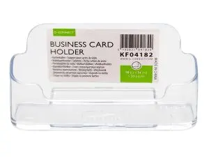 PORTE-CARTES DE VISITE Q-CONNECT MÉTHACRYLATE PRÉSENTOIR CAPACITÉ 50/60 CARTES 96X35X50MM  COLORIS TRANSPARENT