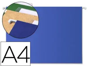 DOSSIER SUSPENDU LIDERPAPEL PAPIER CARTONNÉ KRAFT 250G A4 TIROIR VISEUR SUPÉRIEUR FOND V BAGUETTE MÉTALLIQUE BLEU