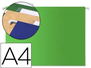 DOSSIER SUSPENDU LIDERPAPEL PAPIER CARTONNÉ KRAFT 250G A4 TIROIR VISEUR SUPÉRIEUR FOND V BAGUETTE MÉTALLIQUE VERT