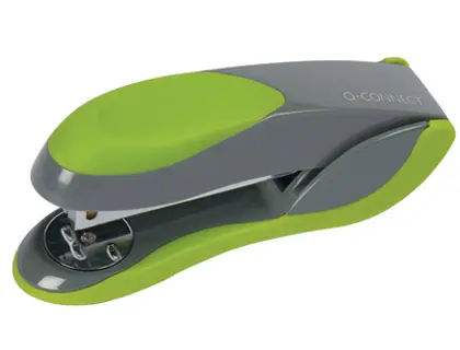 AGRAFEUSE Q-CONNECT PLASTIQUE 40X55X135MM 30 FEUILLES AGRAFES 24/6 ET 26/6 COLORIS VE RT/GRIS