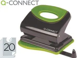 PERFORATEUR Q-CONNECT MÉTALLIQUE CAPACITÉ PERFORATION 20F 2 TROUS COLORIS ATTRACTIFS NOIR/VERT 117X105MM