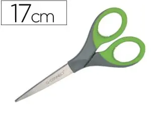 CISEAUX BUREAU Q-CONNECT ACIER INOXYDABLE 170MM ANNEAUX CAOUTCHOUC COLORIS ASSORTIS BLISTER