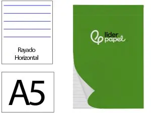 BLOC NOTES LIDERPAPEL PERFORÉ LIGNÉ A5 210X148MM PAYSAGE COUVERTURE CARTON IMPRIMÉ 250G/M2 80F 60G/M2