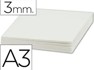 CARTON ENTRECOLLE LIDERPAPEL A3 EPAISSEUR 3MM UNICOLORE BLANC