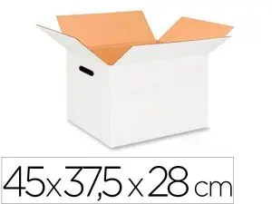 CAISSE AMERICAINE Q-CONNECT ULTRA-RESISTANTE AVEC POIGNEESDOUBLE CANNELURE 7MM 450X280X375MM COLORIS BLANC